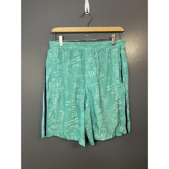 Lululemon Shorts Mens Medium Green Blue Lined Drawstring Athletic Running Gym - Picture 1 of 5